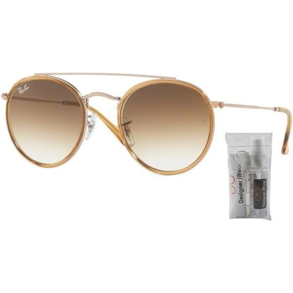 Unisex Round Double Bridge Sunglasses with Designer iWear Eyewear Care Kit